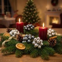 Itens Mini bolas de Natal prata, espelho antracite bagas Ø25mm 140 peças