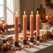 Itens Velas cônicas tingidas de laranja pêssego 34×240mm 4 unidades