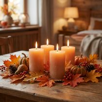 Itens Velas cor sólida Velas pilar Laranja Pêssego 60×80mm 4 un