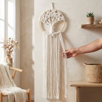 Itens Árvore da Vida em Macramê para Pendurar na Parede - Decoração Boho - Ø28cm A92cm Branco Natural