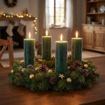 Itens Velas sólidas velas em bastão verde escuro 34x300mm 4 un