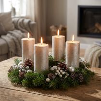 Itens Velas de pilar cor platina, 60x100mm, conjunto de 4 - Longa duração, qualidade premium