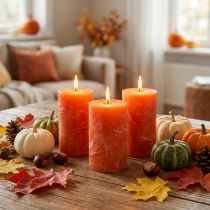 Itens Velas lisas laranja 60x100mm 4 un