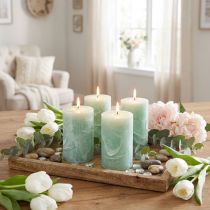Itens Velas sólidas verde claro 60x100mm 4 un