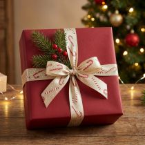 Itens Fita de Natal com bastões de doces fita para presente bege 25mm 15m