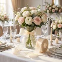 Itens Fita de organza com ourela 4,0cm 50m creme