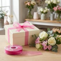 Itens Fita de organza fita de presente fita rosa ourela 15mm 50m