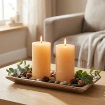 Itens Velas damasco velas de pilar de cor clara 85×150mm 2uds