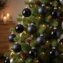Itens Mini bola de árvore de Natal, mix de decoração de árvore, bolas de Natal pretas Alt.4,5cm Ø4cm vidro real 24 unid.