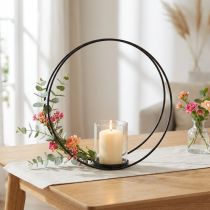 Itens Argola decorativa castiçal de metal preto Ø35cm