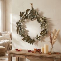 Itens Anel decorativo coroa de metal decoração de parede folhas de latão Ø52cm