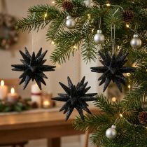 Itens Estrelas de decoração de Natal para pendurar pretas Ø7,5cm 8 peças