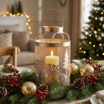 Itens Porta-velas vintage lanterna Feliz Natal Ø19cm H34cm