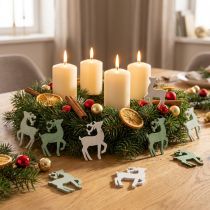 Itens Decoração dispersa de Natal em madeira de cervo verde 4×3cm 72 un