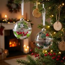 Itens Árvore de natal bolas vidro para rechear azevinho Ø6cm 2uds