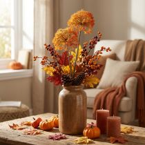 Itens Deco ramo ramo artificial decoração de outono 2 inflorescências laranja 82cm
