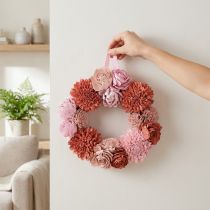 Itens Guirlanda floral suspensa com flores rosa para decoração elegante de ambientes, 25 cm