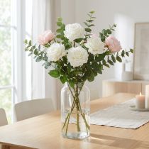 Itens Rosa Branca Falsa Rosa em Caule Flor de Seda Falsa Rosa L72cm Ø13cm