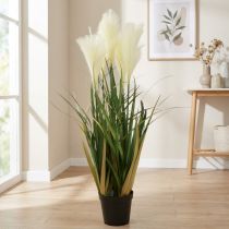 Itens Capim-junco em vaso Planta artificial em vaso Creme, Verde 79cm