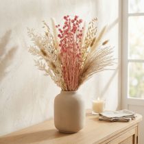 Itens Flores secas de cardo-morango, rosa antigo, 50cm, 100g, flores artificiais decorativas.