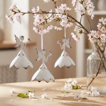 Itens Pendente Pendente Elfo Decoração Metal Branco Ø6cm H9cm 4 Pcs