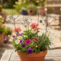 Itens Plugue de flores decoração de abelha de metal preto 8,5 cm 4 peças