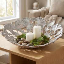 Itens Tigela decorativa prata Gingko tigela metal Ø43cm H11cm