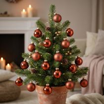 Itens Mini bolas de natal vidro ferrugem vermelho fosco/brilhante Ø2cm 44 unidades