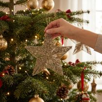 Itens Decoração para árvore de Natal, decoração de Advento, pingente de estrela dourado L25,5cm 4 peças