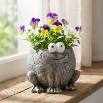 Itens Sapo porta-panelas smile cinza 11x12cm