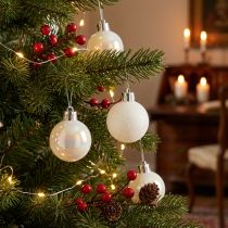 Itens Bolas de Natal madrepérola de plástico branco Ø3cm 14 unidades