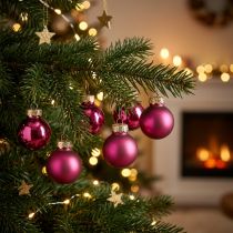 Itens Mini bolas de vidro bolas de árvore de natal rosa Ø2,5cm 22 un