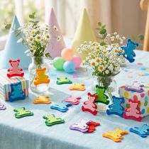 Itens Urso decorativo espalhado feito de feltro cores sortidas 3,5cm x 3,5cm 100 un