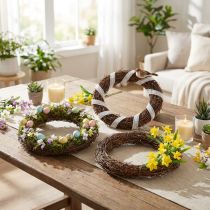 Itens Coroas de videira Ø10cm naturais, 20 peças - decoração rústica para mesa e janela