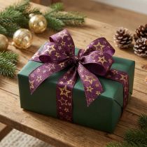 Itens Fita Estrela Fita de Natal Roxo Ouro Glamour W25mm L15m