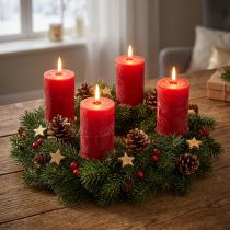 Itens Conjunto de 4 velas vermelhas do Advento, velas de pilar seguras, estilo rústico, 70/110 mm, para decoração de Natal.