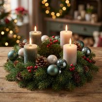 Itens Bolas de Natal bolas de árvore de vidro verde cinza 4 cm 24 unidades