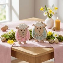 Itens Ovelhas decorativas de madeira, figuras fofas para decoração de primavera e Páscoa, enfeite de mesa, 11 cm, 6 peças