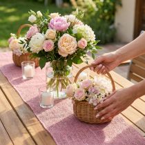 Itens Caminho de mesa juta fita de juta fita de mesa rosa L15cm L10m