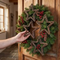 Itens Estrelas para pendurar para guirlanda de porta salgueiro natural 28 cm 4 unidades