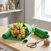 Itens Flor crepe verde L10cm gramatura 128g/m² C250cm 2 peças