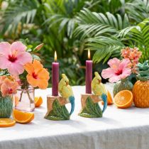 Itens Porta-velas exótico de cerâmica com pássaros pintados à mão H14,5cm 2 peças