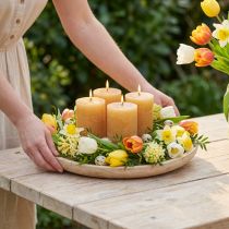 Itens Conjunto de 4 velas cilíndricas de cor sólida, cor mel, 70x100mm - decoração, uso durante todo o ano, Páscoa, festa no jardim