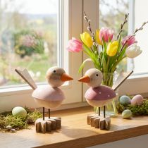 Itens Pássaro de madeira deco figura decoração da janela primavera rosa H15cm 2pcs