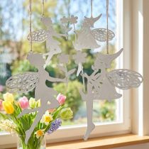 Itens Elfos decorativos decoração de janela mola metal branco Alt.20cm 4 peças