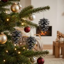 Itens Enfeites de árvore de natal cones deco glitter antracite H7cm 6 peças