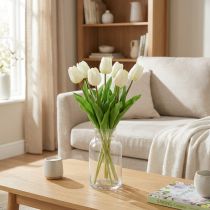 Itens Tulipas Artificiais Branco Creme Real Touch 38cm 7 pcs