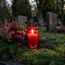 Itens Vela funerária vermelha, tampa preta, vela memorial de 4 dias, 23 cm