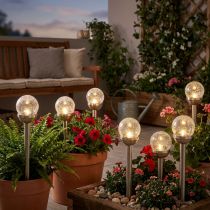 Itens Luzes solares de jardim com estaca, para varanda, Ø6cm A36cm, pacote com 6 unidades.