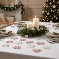 Itens Floco de neve 4cm rosa/branco com glitter 72 un